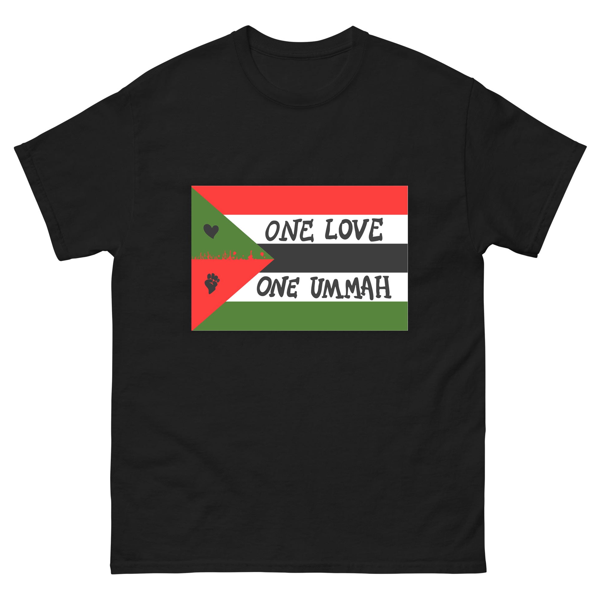 "Freedom Flag" One Love One Ummah | Black T-Shirt