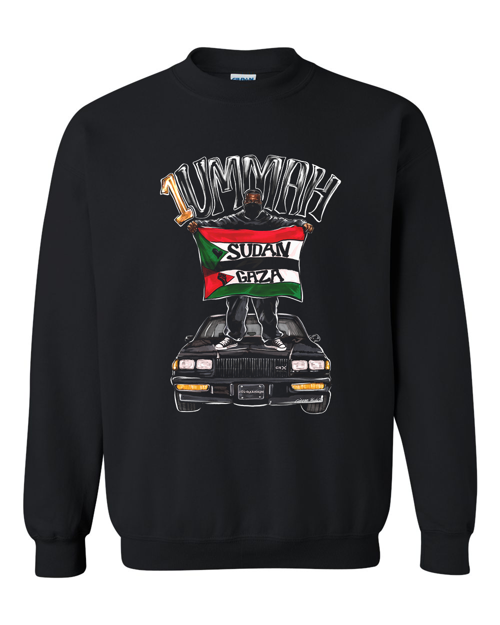 Gold "One Ummah Mural Art" black Crewneck-Special Edition
