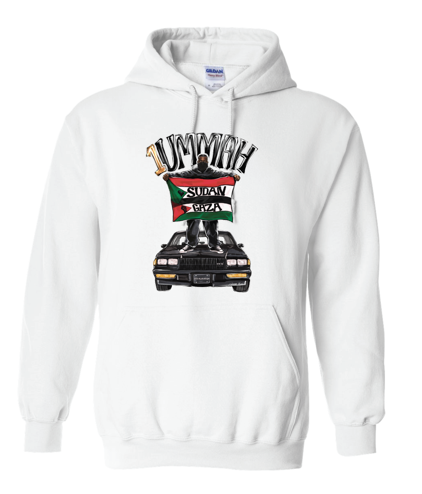 Gold "One Ummah Mural Art" White Hoodie-Special Edition