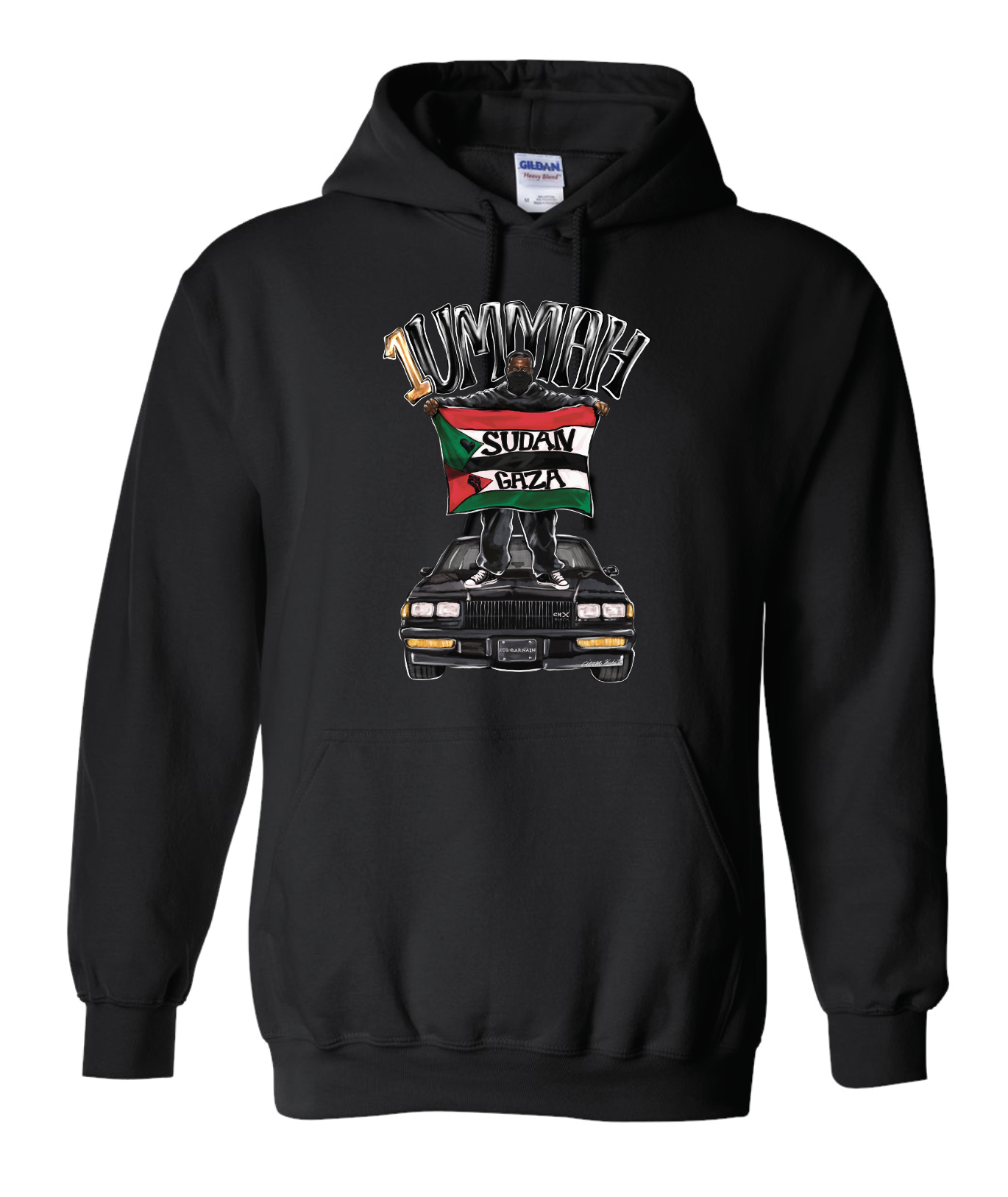 Gold "One Ummah Mural Art" black Hoodie-Special Edition