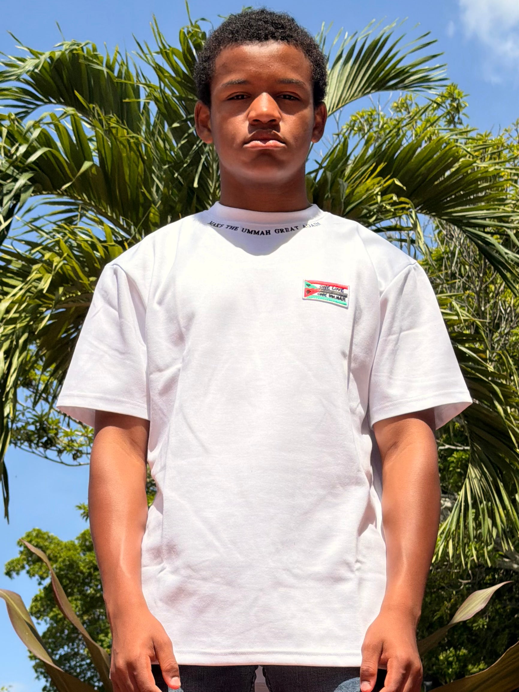 MUGA Embroided Tee with Freedom Flag Patch
