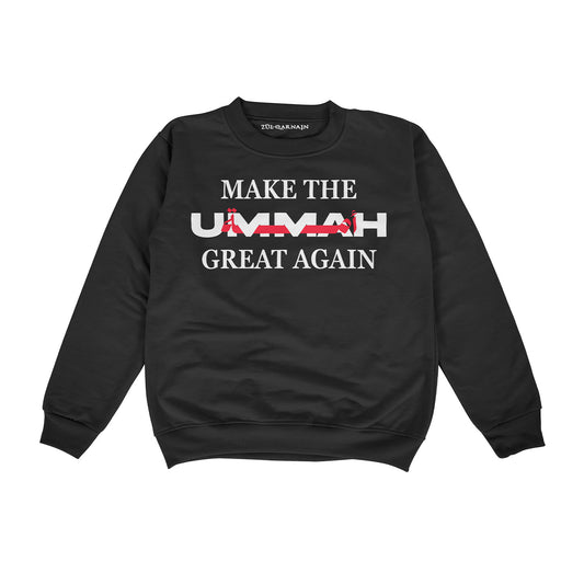 "Make The Ummah Great Again" – Premium Black Crewneck Pullover