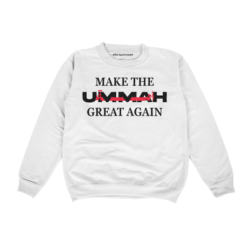 "Make The Ummah Great Again" – Premium White Crewneck Pullover