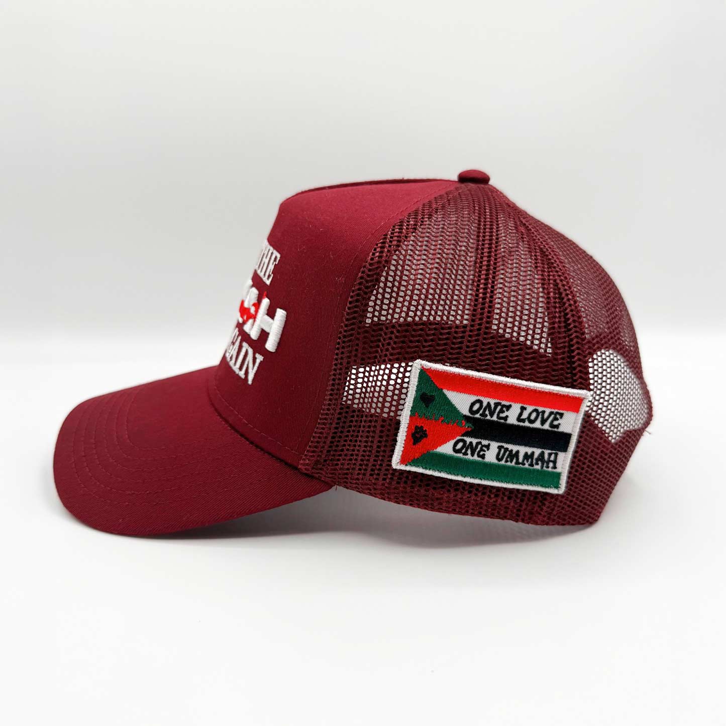 Make the Ummah Great Again-Burgundy mens trucker hats